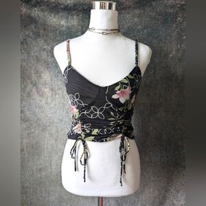 Guess Odette Midnight Lily Floral Y2K 2000s Crop Top